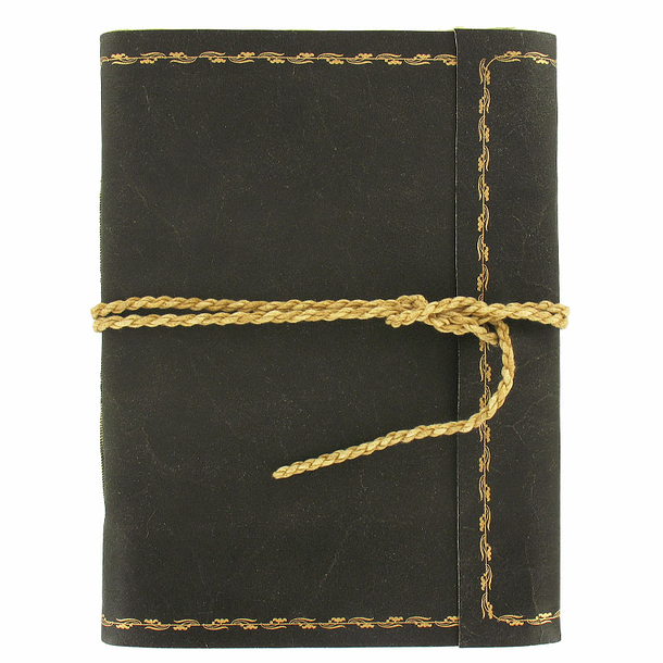 Large rolled leather notebook with cord - 48 pages - Napoleon frieze print