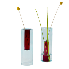 Large Reversible Vase Blue / red - Block design