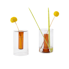 Petit vase réversible Gris/orange - Block Design