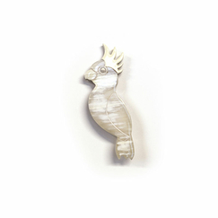 Cockatoo parrott pin in blond African horn with ivory lacquer - L'Indochineur