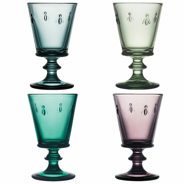 Set of 4 Bee Wine glasses - Assorted colors