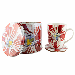 Set of Jar Mug and coaster Jacob Marrel - Tulip - Rijks Museum