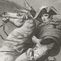 Engraving Napoleon Bonaparte, First Consul, crosses the Alps in May 1800 - Jacques-Louis David