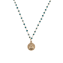 Collier Abeille - Bleu canard