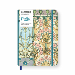 Notebook with Elastic Band Mucha - Blue Decorative Patterns (plate No. 30)
