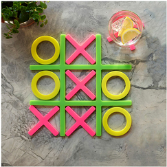 Tic-Tac Trivet and Coaster Set - Pink / yellow - MoMA