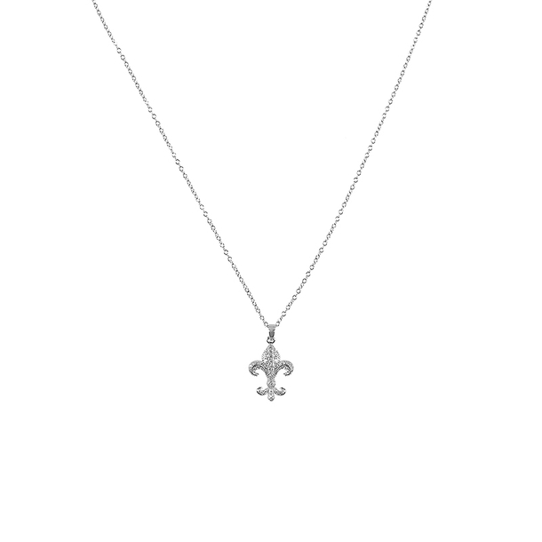 Necklace with pendant Fleur de lys with strass