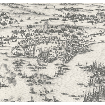 Estampe Le siège de l'île de Ré, en 1627 - Jacques Callot