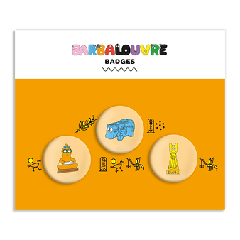 BarbaLouvre - Lot de 3 badges Barbapapa
