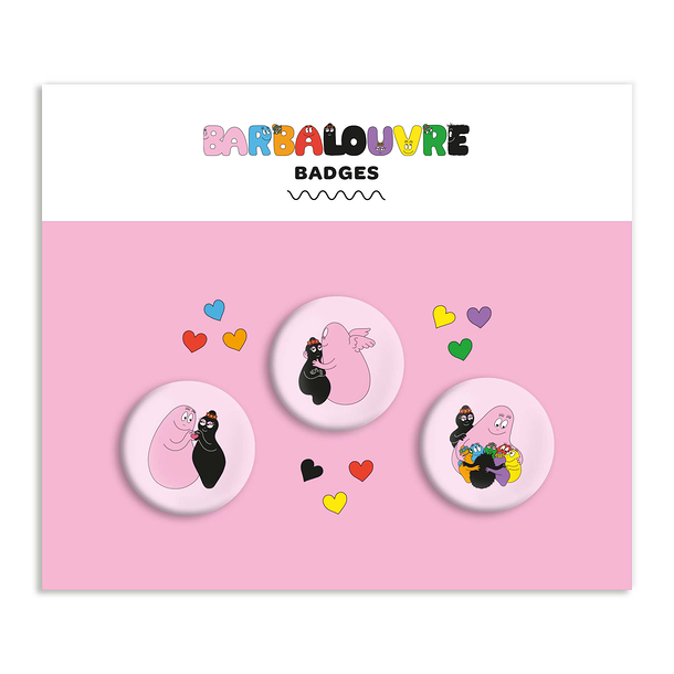 Lot de 3 badges Barbapapa et Barbamama - BarbaLouvre