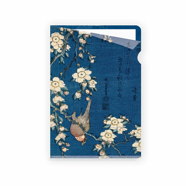 Sous-chemise A4 Katsushika Hokusai - Bouvreuil et cerisier-pleureur