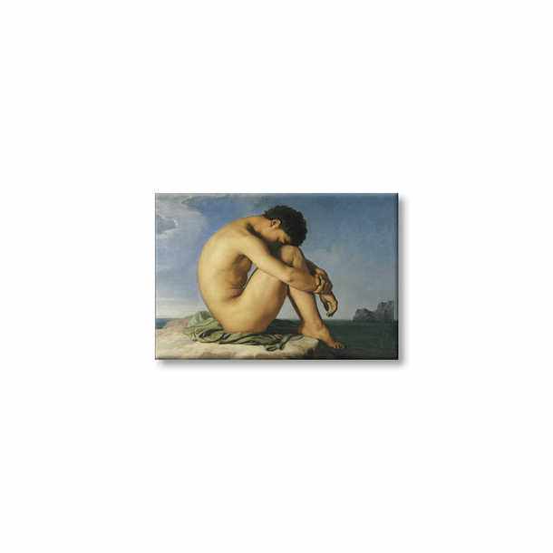 Magnet Hippolyte Flandrin - Naked young man sitting by the sea