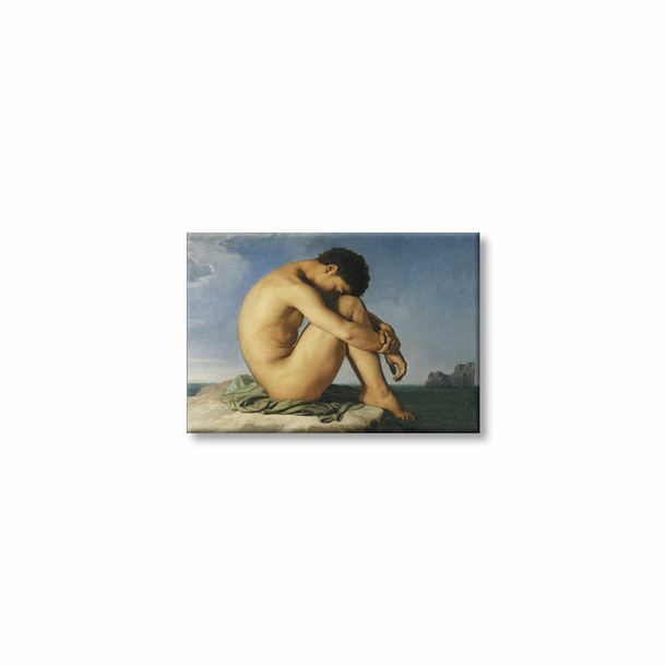 Magnet Hippolyte Flandrin - Jeune homme nu assis au bord de la mer