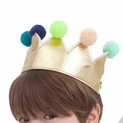 Couronne dorée avec pompons multicolores - Meri Meri