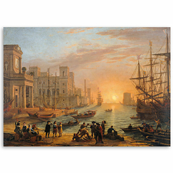 Affiche Claude Gellée, dit Claude Lorrain - Port de mer au soleil couchant - 50 x 70 cm