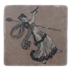 Coaster Bacchante with Thyrsus