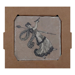 Coaster Bacchante with Thyrsus