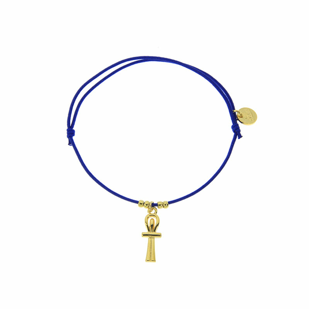 Egyptian Charm Bracelet - Life Cross - Blue