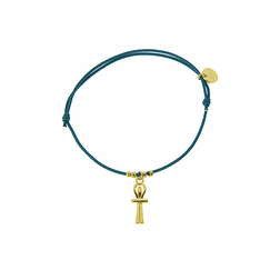 Bracelet élastique avec charm Égyptien - Croix de Vie - Vert