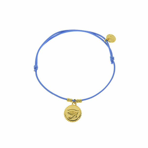 Bracelet élastique avec charm Égyptien - Œil - Bleu ciel