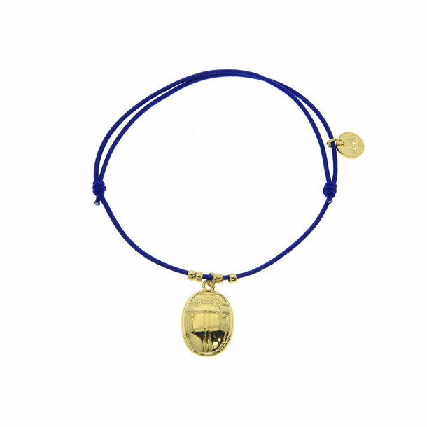 Bracelet élastique avec charm Égyptien - Scarabée - Bleu