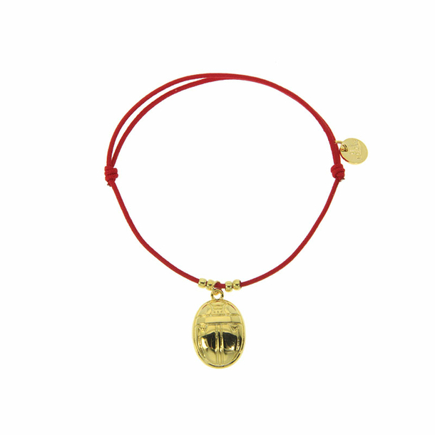 Bracelet élastique avec charm Égyptien - Scarabée - Rouge