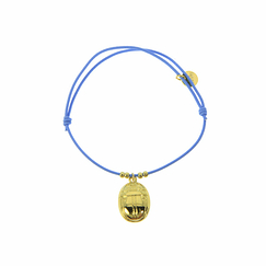 Bracelet élastique avec charm Égyptien - Scarabée - Bleu ciel