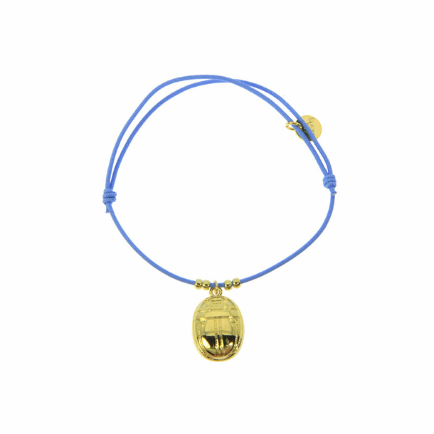 Bracelet élastique avec charm Égyptien - Scarabée - Bleu ciel