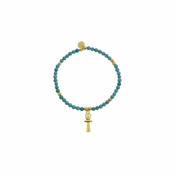 Egyptian Charm Bracelet - Life Cross - Turquoise