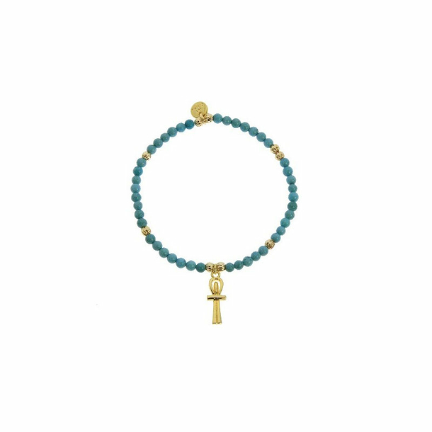 Bracelet avec charm Égyptien - Croix de Vie - Turquoise