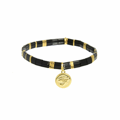 Bracelet avec charm Égyptien - Œil - Perles Miyuki noires
