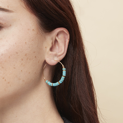 Boucles d'oreilles créoles - Turquoise