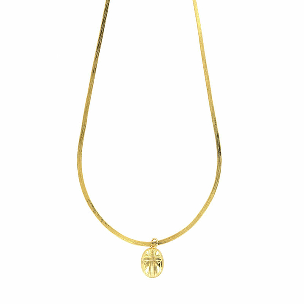 Egyptian Pendant Necklace - Scarab - Mirror chain 45 cm
