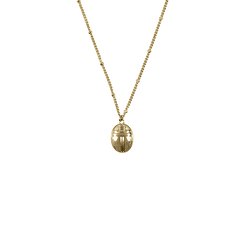 Collier-pendentif Égyptien Scarabée - Chaîne boules 60cm