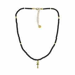 Collier Croix de Vie - Perles d'onyx