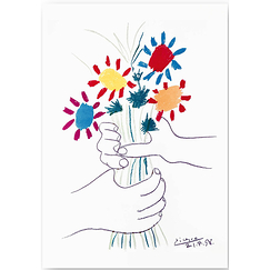 Poster luxe Pablo Picasso - Peace (hands and flowers) - 30 x 40 cm