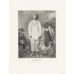 Engraving Pierrot, formerly known as Gilles - Jean-Antoine Watteau