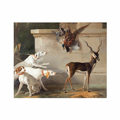 Reproduction sous Marie-Louise Jean-Baptiste Oudry - Trois chiens et une antilope, 1745