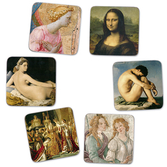 6 cork coasters Louvre Museum