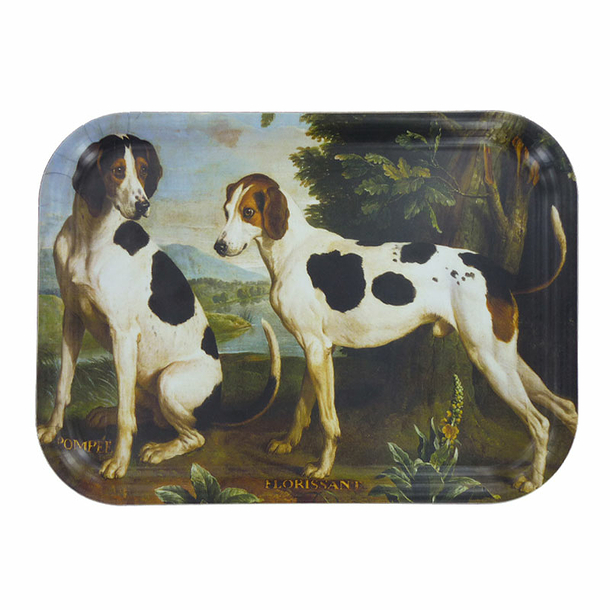 Tray François Desportes - Pompee and Florissant, dogs of Louis XV