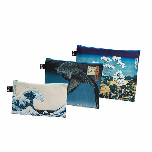 Set of 3 Zip pockets Hokusai and Hiroshige - Loqi
