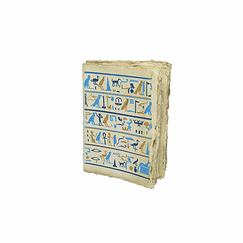 Carnet en papier parchemin Hiéroglyphes Bleu et or A6