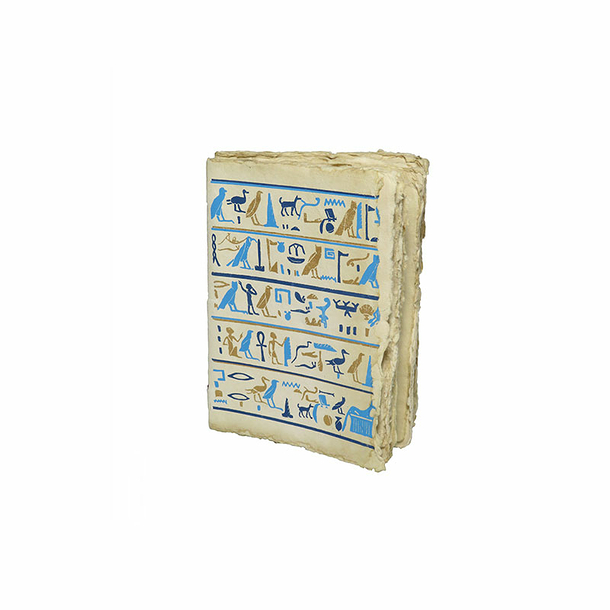 Notebook in parchment paper Blue and gold hieroglyphic A6