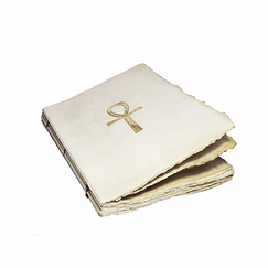 Carnet en papier parchemin Croix de vie Ânkh doré A5