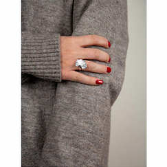 Adjustable Ring Gingko Silvery metal- L'Indochineur