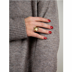 Adjustable Ring Gingko Brass with gold plated - L'Indochineur