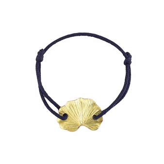 Cord Bracelet with Gingko motif Brass - L'Indochineur