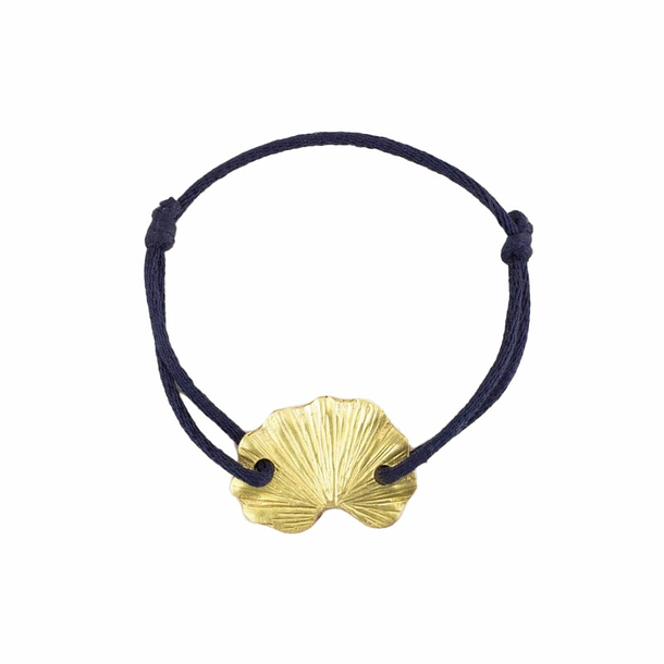 Bracelet avec cordon ajustable Gingko Laiton brut - L'Indochineur