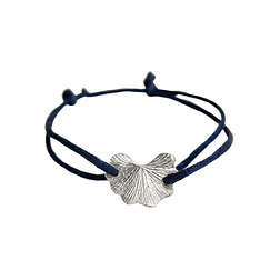 Cord Bracelet with Gingko motif Silvery metal - L'Indochineur