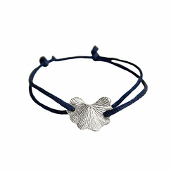 Cord Bracelet with Gingko motif Silvery metal - L'Indochineur